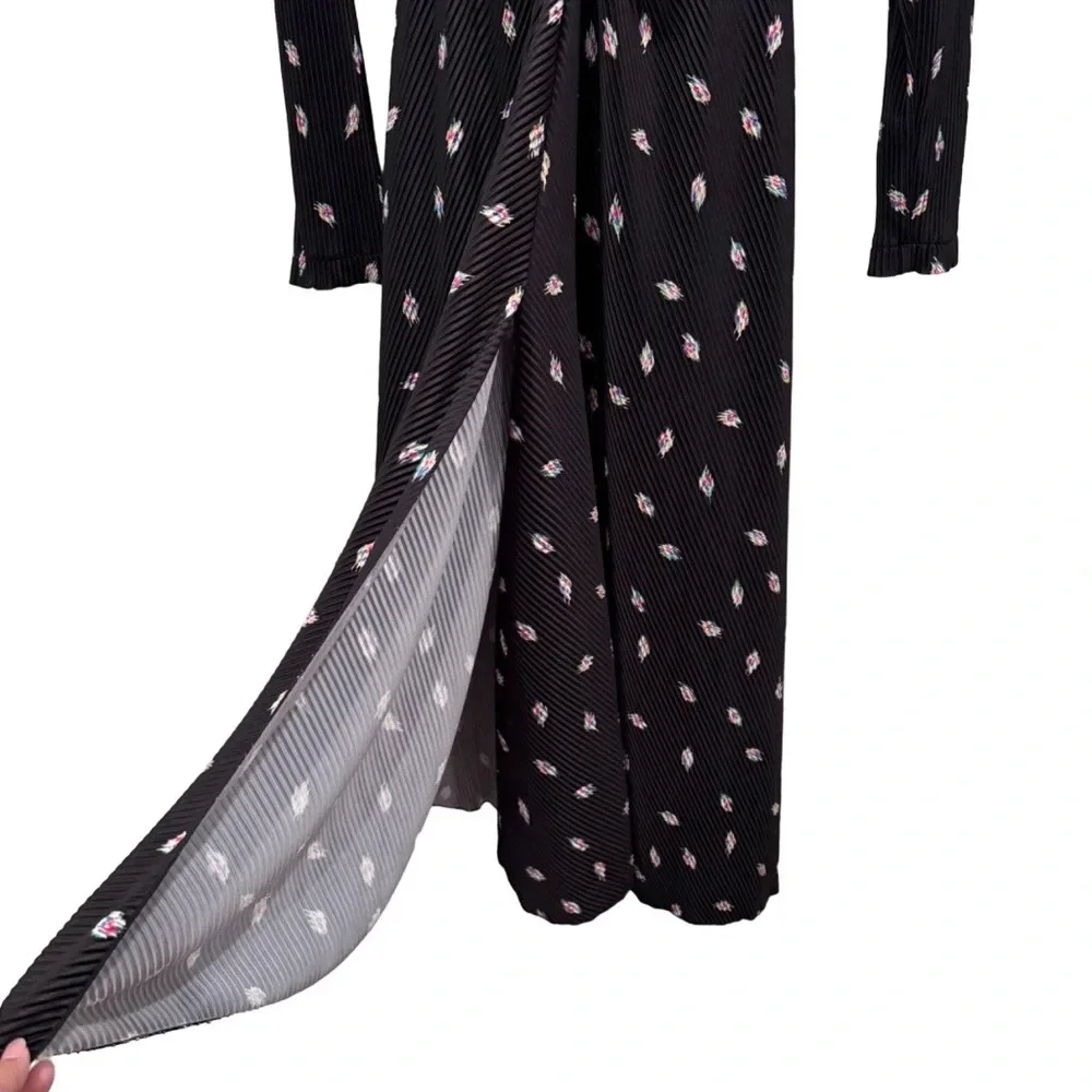 NWT Rotate Birger Christensen Number 7 Pleated Black Midi Dress Planet AOP SizeM - Picture 10 of 16
